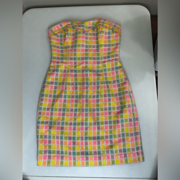 Lilly Pulitzer Bibi Printed Multi Give Me Wings Boucle Strapless Dress Size 6 - Picture 2 of 7